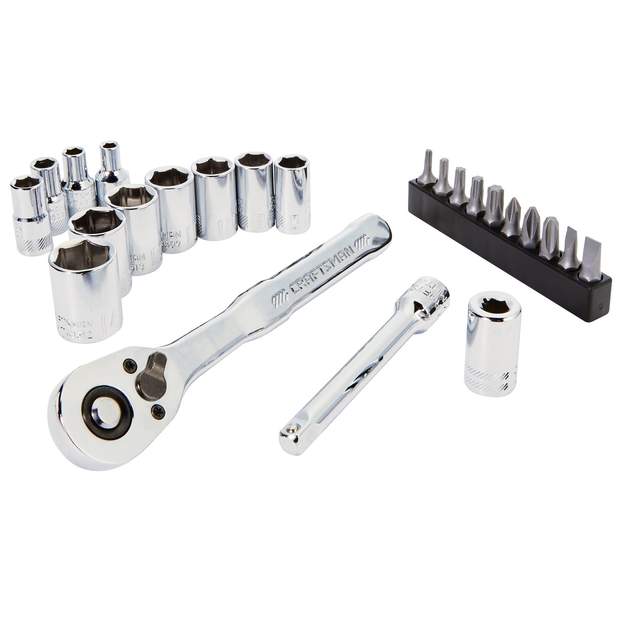 CRAFTSMAN Socket Set, 24-Piece, 1/4 Inch Drive, Metric, Includes